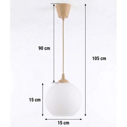 BRILAGI - LED-Pendelleuchte an Kabel RETRO GLASS 1xE27/60W/230V Ø 15 cm beige/weiß