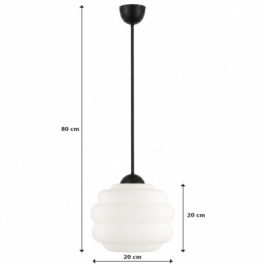 BRILAGI - LED-Pendelleuchte an Kabel RETRO GLASS 1xE27/60W/230V Ø 20 cm schwarz/weiß