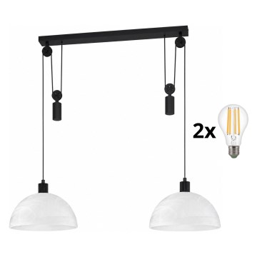 BRILAGI - LED Pendelleuchte an Kabel RETRO GLASS 2xE27/40W/230V schwarz/weiß