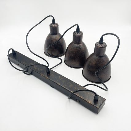 Brilagi - LED-Pendelleuchte an Kabel RIDDY 3xE27/60W/230V Kupfer/Patina