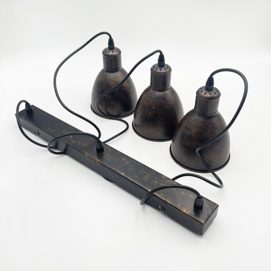 Brilagi - LED-Pendelleuchte an Kabel RIDDY 3xE27/60W/230V Kupfer/Patina