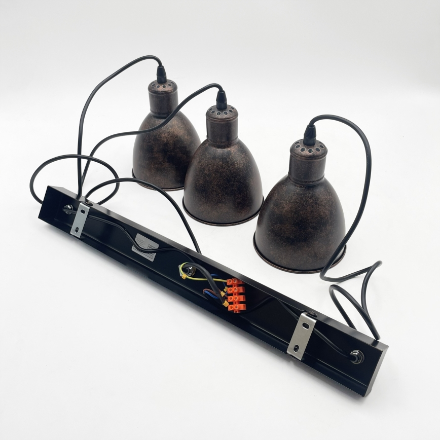 Brilagi - LED-Pendelleuchte an Kabel RIDDY 3xE27/60W/230V Kupfer/Patina