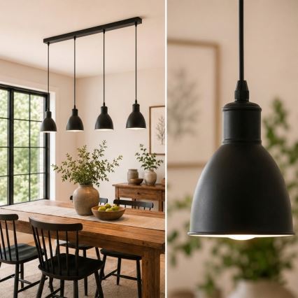 BRILAGI - LED-Pendelleuchte an Kabel RIDDY 4xE27/60W/230V schwarz