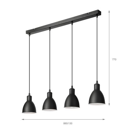 BRILAGI - LED-Pendelleuchte an Kabel RIDDY 4xE27/60W/230V schwarz