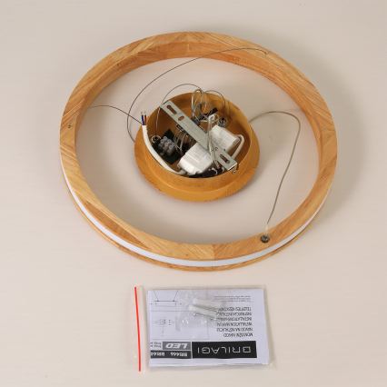 Brilagi - LED-Pendelleuchte an Kabel UMEA WOOD LED/30W/230V Durchmesser 40 cm Gummibaumholz