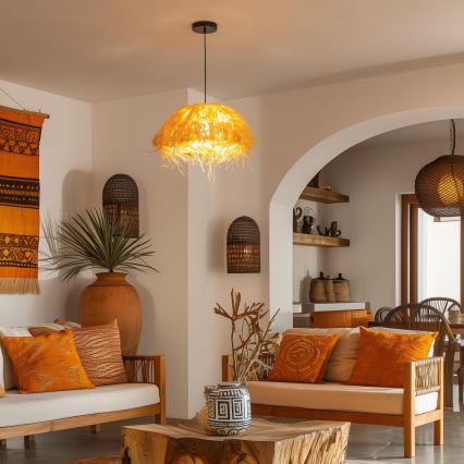 Brilagi – LED-Pendelleuchte an Seil CERIA BOHO 1xE27/40W/230V Ø 40 cm Raffia