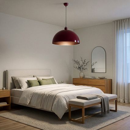 BRILAGI - LED-Pendelleuchte an Seil METALO 1xE27/40W/230V Ø 40 cm Burgund/Kupfer