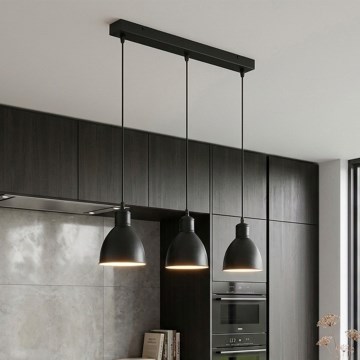 Brilagi - LED-Pendelleuchte an Stahlseil RIDDY 3xE27/60W/230V schwarz