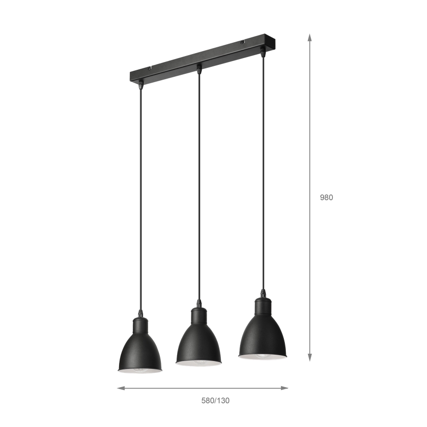 Brilagi - LED-Pendelleuchte an Stahlseil RIDDY 3xE27/60W/230V schwarz