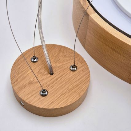 Brilagi - LED-Pendelleuchte CARVALHO mit Seilaufhängung, 3xE27/60W/230V, Eiche, Ø 47,5 cm