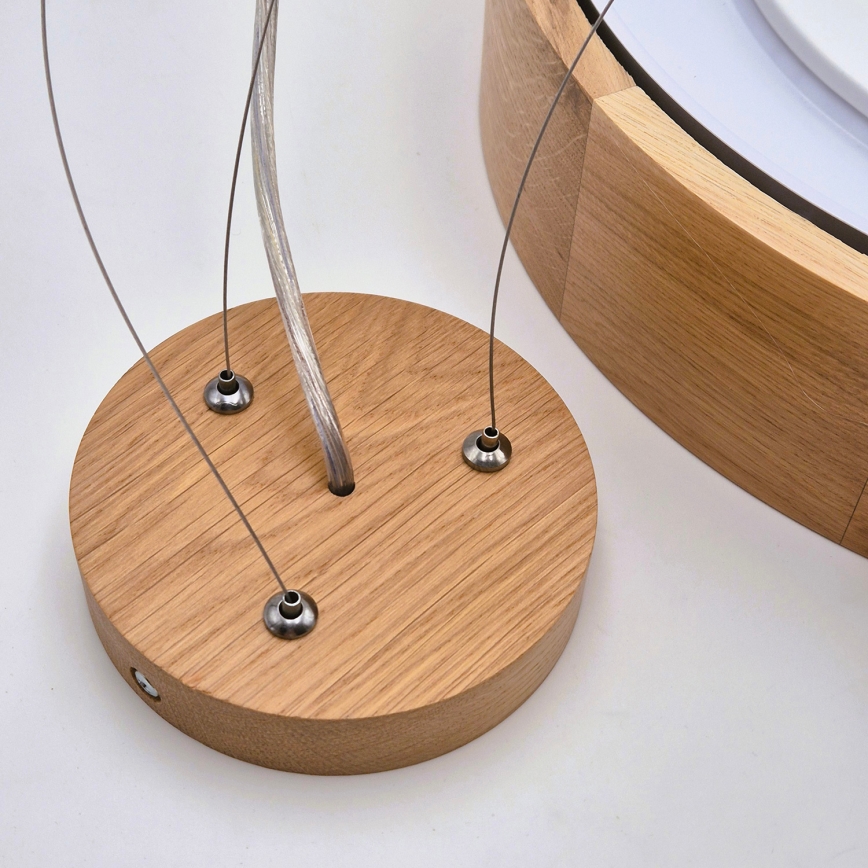 Brilagi - LED-Pendelleuchte CARVALHO mit Seilaufhängung, 3xE27/60W/230V, Eiche, Ø 47,5 cm