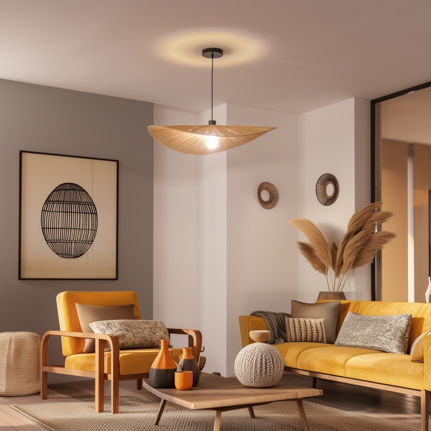 Brilagi - LED-Pendelleuchte CERIA BOHO, 1xE27/40W/230V, Ø 80 cm, Raffia