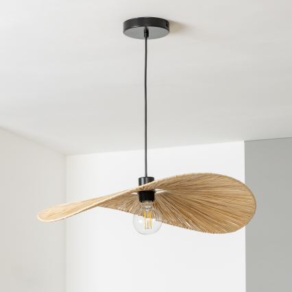 Brilagi - LED-Pendelleuchte CERIA BOHO an Schnur, 1xE27/40W/230V, Ø 60 cm, Raffiabast