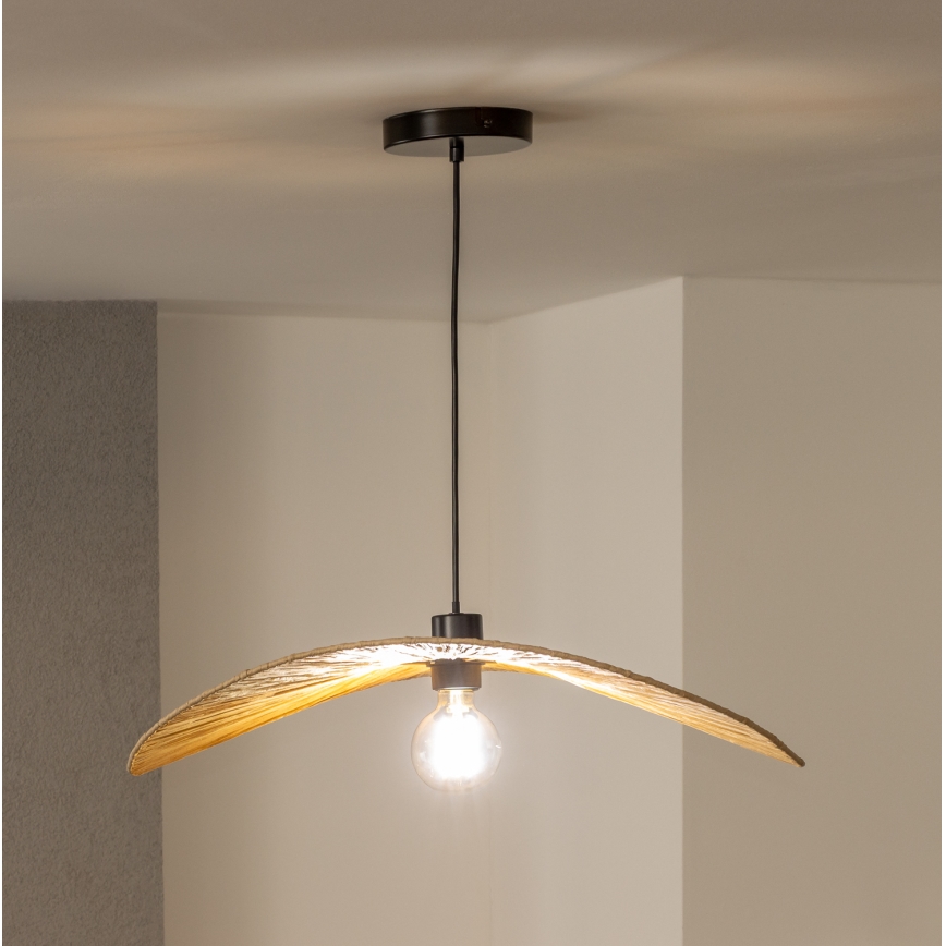 Brilagi - LED-Pendelleuchte CERIA BOHO an Schnur, 1xE27/40W/230V, Ø 60 cm, Raffiabast