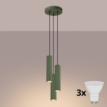 Brilagi - LED-Pendelleuchte CRESTO an Kabel, 3x GU10, 10 W, 230 V, grün