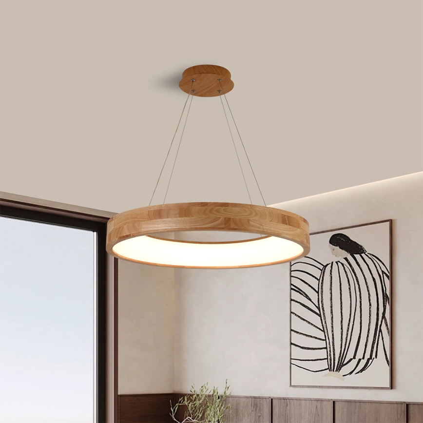 Brilagi - LED-Pendelleuchte an Kabel FALCON WOOD LED/40W/230V 3000/4000/6000K Ø 60 cm Holz