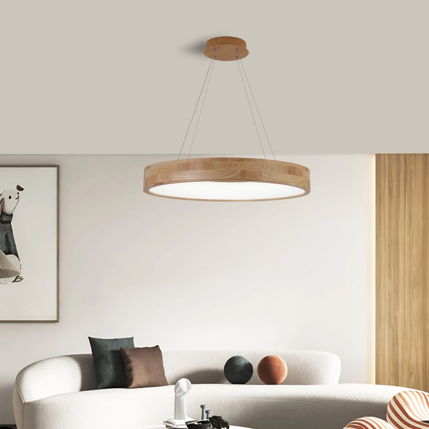 Brilagi - LED-Pendelleuchte an Kabel FALCON WOOD LED/40W/230V 3000/4000/6000K Ø 60 cm Holz