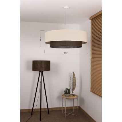 Brilagi - LED-Pendelleuchte im BOHO-Style, 3x E27/15W/230V, Ø 80 cm, creme/braun