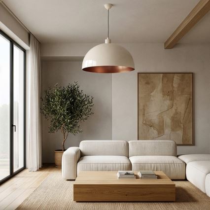 BRILAGI - LED-Pendelleuchte METALO an Kabel 1x E27/40W/230V Ø 60 cm beige/kupferfarben