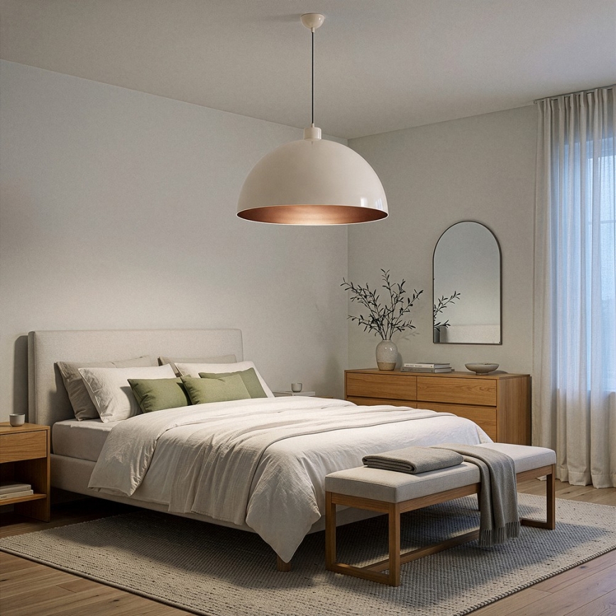 BRILAGI - LED-Pendelleuchte METALO an Kabel 1x E27/40W/230V Ø 60 cm beige/kupferfarben