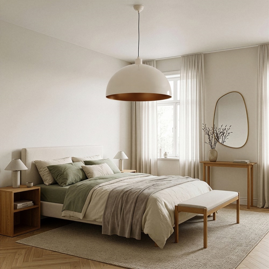 BRILAGI - LED-Pendelleuchte METALO an Kabel 1x E27/40W/230V Ø 60 cm beige/kupferfarben