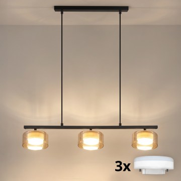 Brilagi - LED Pendelleuchte mit Kabel AURA LUX 3xGX53/30W/230V schwarz/gold