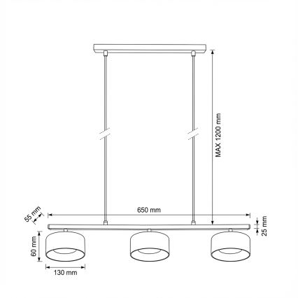 Brilagi - LED Pendelleuchte mit Kabel AURA LUX 3xGX53/30W/230V schwarz/gold