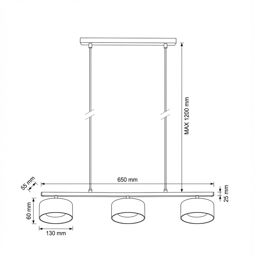 Brilagi - LED Pendelleuchte mit Kabel AURA LUX 3xGX53/30W/230V schwarz/gold