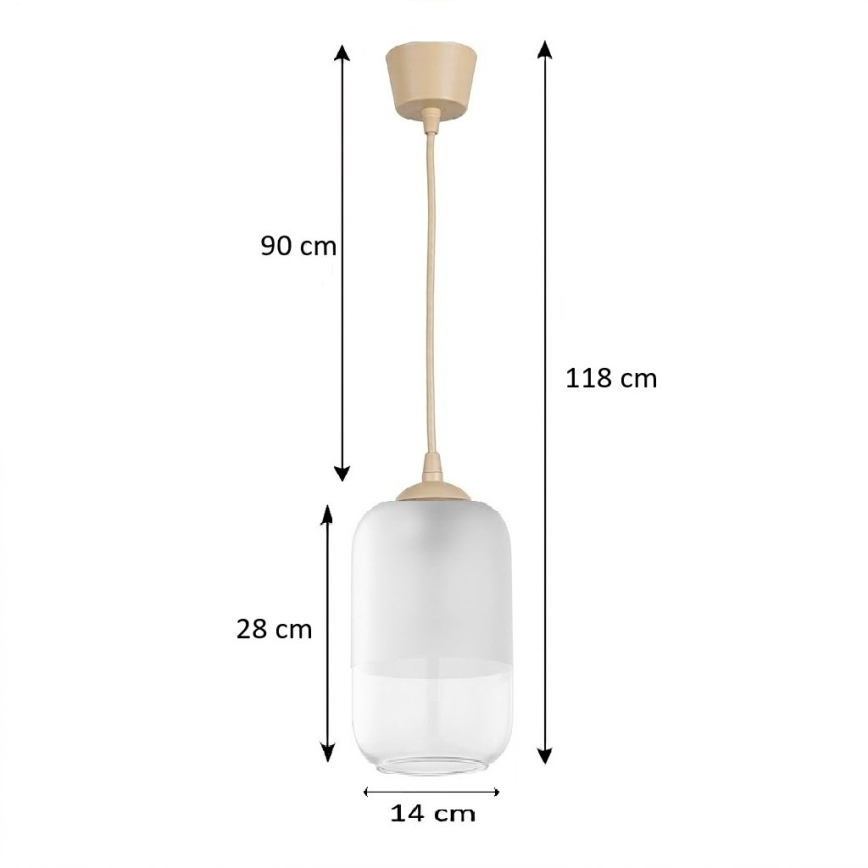 BRILAGI - LED-Pendelleuchte mit Kabel RETRO GLASS 1xE27/60W/230V Ø 14 cm beige/weiß