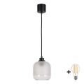 BRILAGI - LED-Pendelleuchte mit Kabel RETRO GLASS 1xE27/60W/230V Ø 14 cm schwarz/weiß
