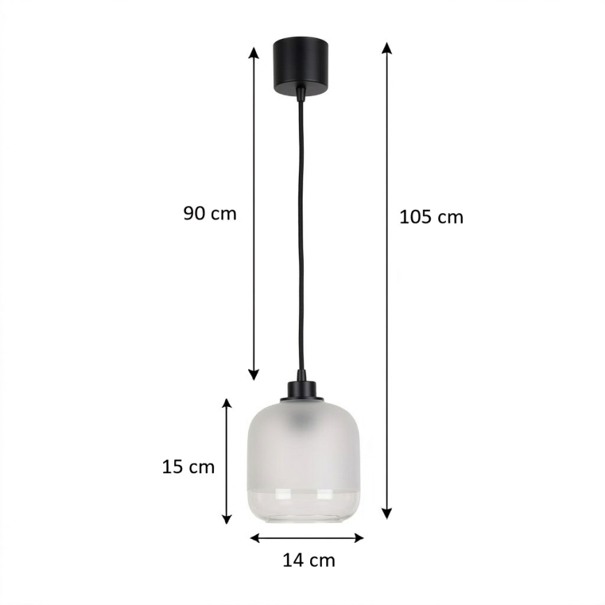 BRILAGI - LED-Pendelleuchte mit Kabel RETRO GLASS 1xE27/60W/230V Ø 14 cm schwarz/weiß