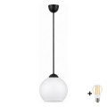 BRILAGI - LED-Pendelleuchte mit Kabel RETRO GLASS 1xE27/60W/230V Ø 15 cm schwarz/weiß