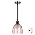 BRILAGI - LED-Pendelleuchte mit Kabel RETRO GLASS 1xE27/60W/230V Ø 17 cm schwarz/rauchbeige