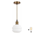 BRILAGI - LED-Pendelleuchte mit Kabel RETRO GLASS 1xE27/60W/230V Ø 20 cm gold/weiß
