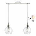 BRILAGI - LED-Pendelleuchte mit Kabel RETRO GLASS 2xE27/60W/230V mattchrom/klar