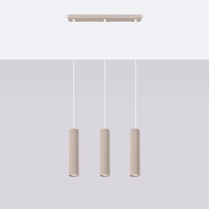 Brilagi - LED-Pendelleuchte mit Kabelaufhängung CRESTO 3xGU10/10W/230V taupe