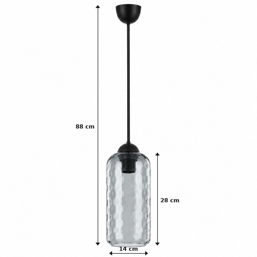 BRILAGI - LED-Pendelleuchte an Kabel RETRO GLASS 1xE27/60W/230V Ø 14 cm schwarz/rauchgrau