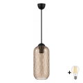 BRILAGI - LED-Pendelleuchte mit Kabelaufhängung RETRO GLASS 1x E27/60W/230V Ø 14 cm schwarz/rauchbraun