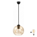 BRILAGI - LED-Pendelleuchte mit Kabelaufhängung RETRO GLASS 1xE27/60W/230V Ø 18 cm schwarz/rauchbraun