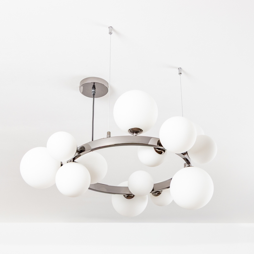 Brilagi - LED-Pendelleuchte mit Seilaufhängung MILLA 15xG9/3W/230V schwarz/chrom/weiß