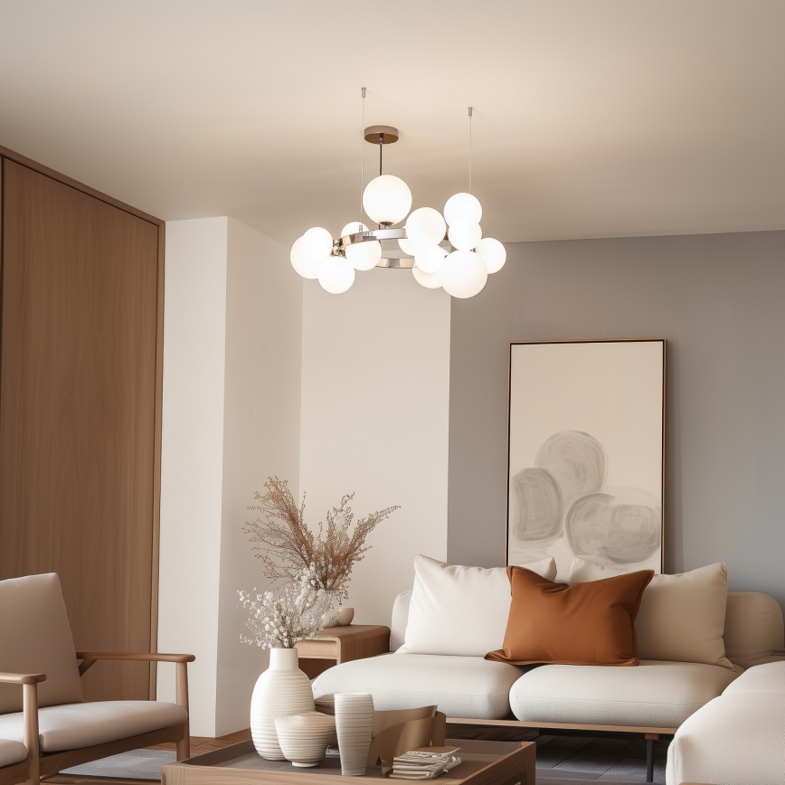 Brilagi - LED-Pendelleuchte mit Seilaufhängung MILLA 15xG9/3W/230V schwarz/chrom/weiß