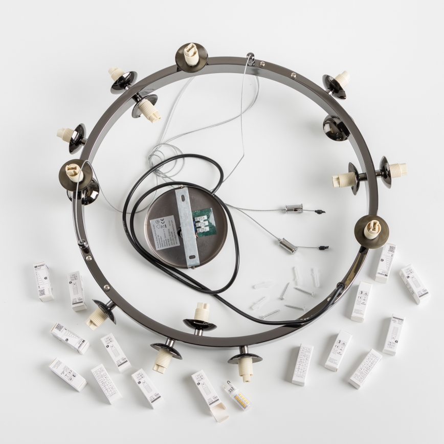 Brilagi - LED-Pendelleuchte mit Seilaufhängung MILLA 15xG9/3W/230V schwarz/chrom/weiß