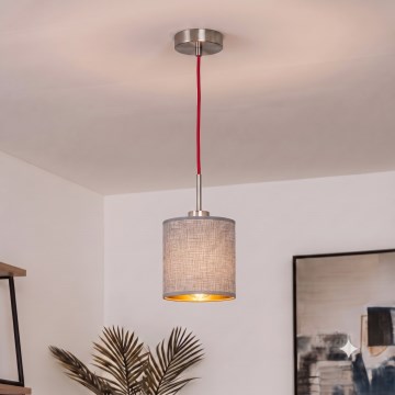 Brilagi - LED-Pendelleuchte mit Seilaufhängung NUBILA 1xE27/60W/230V Ø 14 cm rot/grau