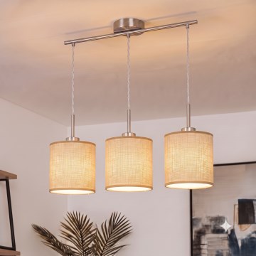 Brilagi - LED-Pendelleuchte mit Seilaufhängung NUBILA 3xE27/60W/230V hellbraun