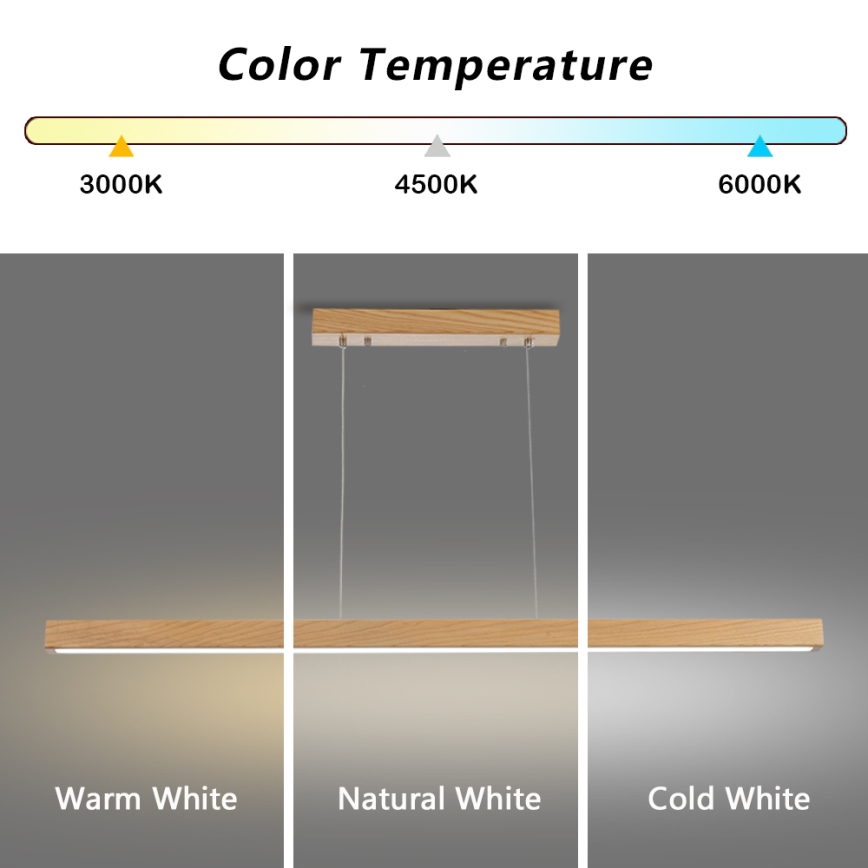 Brilagi - LED-Pendelleuchte mit Seilaufhängung OAK LED/30W/230V 3000/4500/6000K Eiche