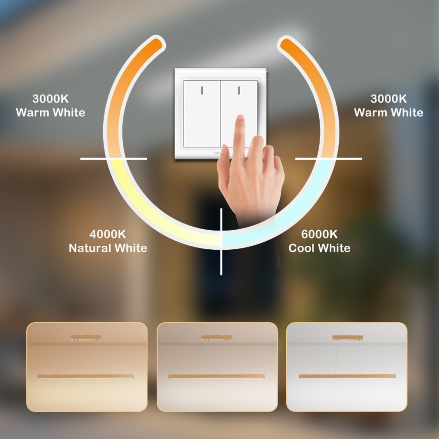 Brilagi - LED-Pendelleuchte mit Seilaufhängung OAK LED/30W/230V 3000/4500/6000K Eiche