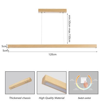 Brilagi - LED-Pendelleuchte mit Seilaufhängung OAK LED/30W/230V 3000/4500/6000K Eiche