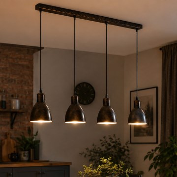 Brilagi - LED-Pendelleuchte mit Seilaufhängung RIDDY 4xE27/60W/230V Kupfer/Patina