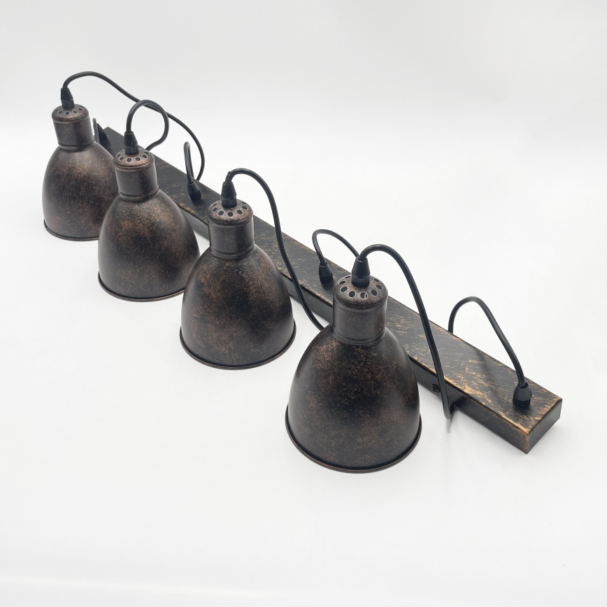 Brilagi - LED-Pendelleuchte mit Seilaufhängung RIDDY 4xE27/60W/230V Kupfer/Patina