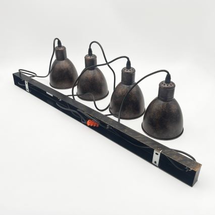 Brilagi - LED-Pendelleuchte mit Seilaufhängung RIDDY 4xE27/60W/230V Kupfer/Patina